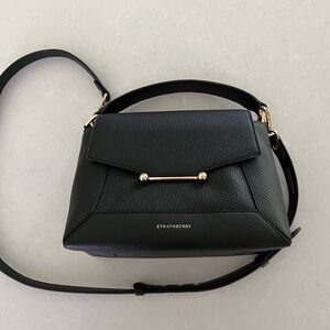 Strathberry Mosaic Top Handle Black Grain Leather